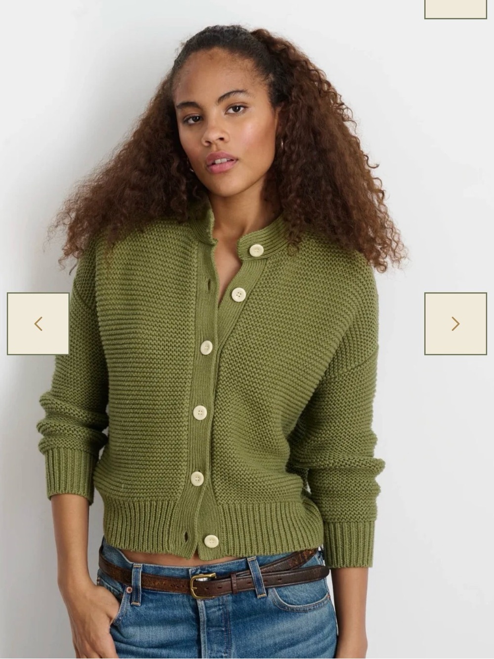 Alex Mill Cardigan Sweater Womens XS Green Nico Chunky Mock Neck Button Knit - Picture 12 of 13